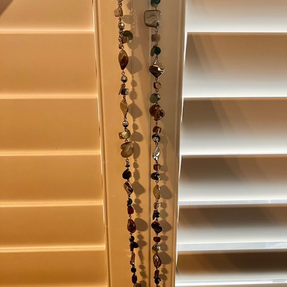 LIA SOPHIA Silver Mother of Pearl Beaded Long Layered Necklace 44" - Picture 4 of 6